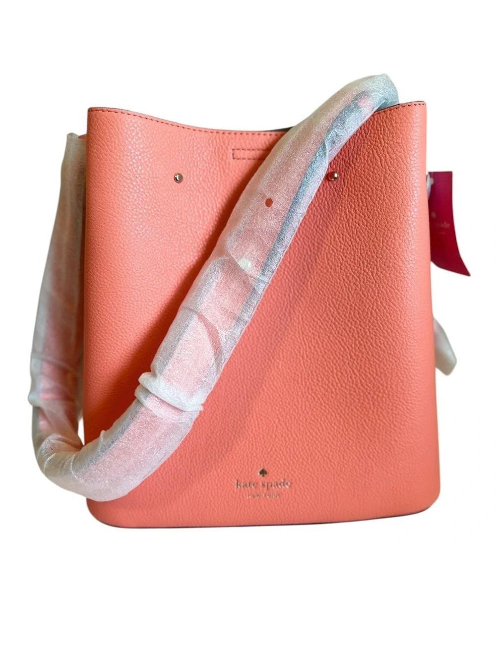 NWT Kate Spade Marti Large Bucket Bag Pebbled Leather – Melon Ball Pink
